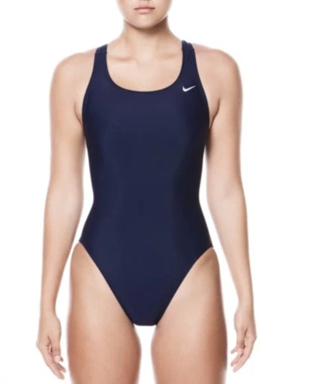Nike Swim Core Solids Fast Back Tank Swimsuit Navy Blue Nylon Stretch Size 8